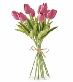 K&K Interiors Realistic Tulips, Fuchsia