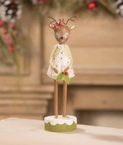 Bethany Lowe Reindeer With Holly Figurine