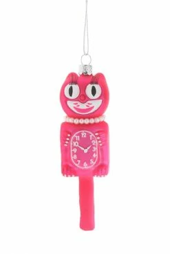 Cody Foster Retro Cat Clock Ornament, Pink New!
