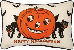 Primitives By Kathy Retro Happy Halloween Pillow New!
