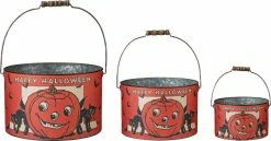 Primitives By Kathy Retro Happy Halloween Bucket Set New!
