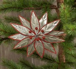 Ragon House Retro Metal Poinsettia Clip Ornament New!