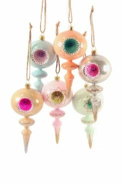 Cody Foster Retro Pastel Spindle Reflector Ornaments New!