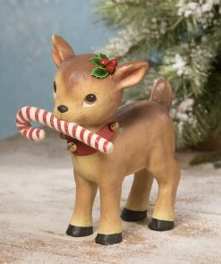 Bethany Lowe New! Retro Reindeer With Candy Cane