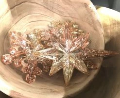 One Hundred 80 Degrees Christmas Glitter Filled Rose Gold Snowflake And Star Ornaments & Bowl Fillers 9 One Hundred 80 Degrees Christmas Glitter Filled Rose Gold Snowflake And Star Ornaments & Bowl Fillers