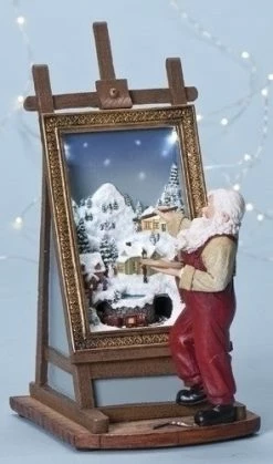 The Holiday Barn Christmas Music Boxes Santa Painting Music Box