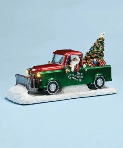 The Holiday Barn Santa's Plow Truck Music Box