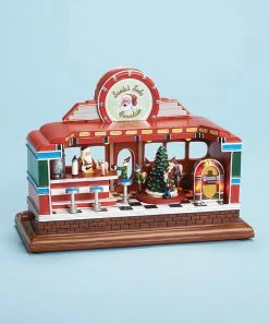 The Holiday Barn Christmas Music Boxes Santa's Soda Fountain Music Box