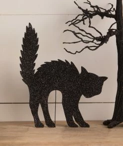 Bethany Lowe New! Scaredy Cat Silhouette, Glittered