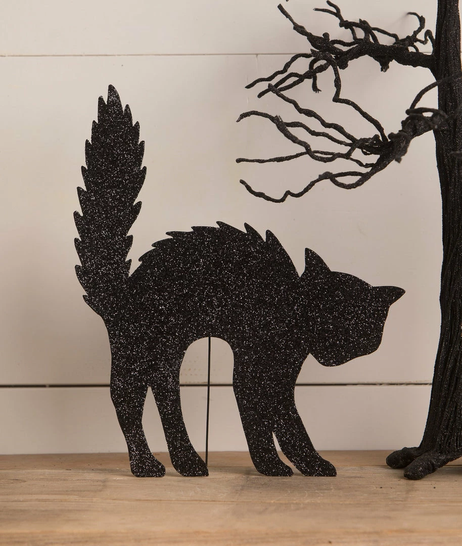 Bethany Lowe New! Scaredy Cat Silhouette, Glittered 3 Bethany Lowe New! Scaredy Cat Silhouette, Glittered