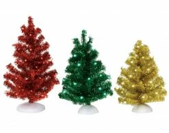Department 56 New! Shiny & Bright Lighted Tinsel Tree Set