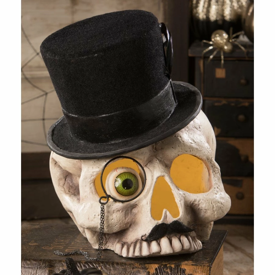 Bethany Lowe Mr. Skeleton Skull In Top Hat New! 3 Bethany Lowe Mr. Skeleton Skull In Top Hat New!
