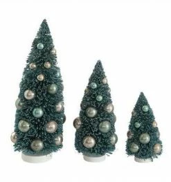 Creative Co-Op Vintage Blue Bottle Brush Trees Christmas