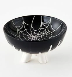 One Hundred 80 Degrees Spiderweb Treat Bowl With Skeleton Hands New!