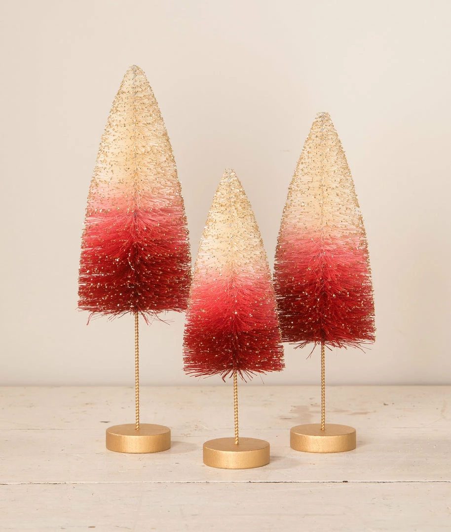 Bethany Lowe New! Strawberries And Cream Bottle Brush Trees 3 Bethany Lowe New! Strawberries And Cream Bottle Brush Trees