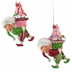 TheHolidayBarn.com Christmas Sweet Cupcake Elf Ornaments
