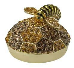 TheHolidayBarn.com New! Sweet Honeycomb Jeweled Trinket Box With Bee