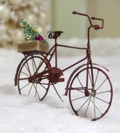 Cody Foster Tin Bicycle Ornament With Tree, Red