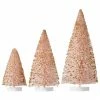 Raz New! Flocked Pink Bottle Brush Trees With Gold Glitter