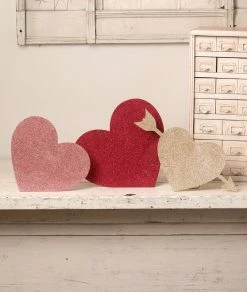Beth Valentine Glittered Standing Hearts New!