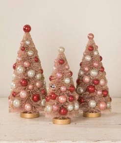 Bethany Lowe New! Valentine Golden Blush Bottle Brush Trees