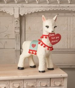 Bethany Lowe New! Valentine Llama, Paper Mache