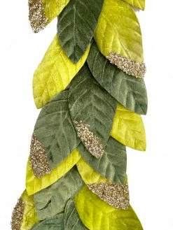TheHolidayBarn.com New! Flocked Leaf Garland, Variegated Green