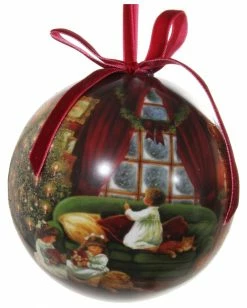 ShiShi Victorian Christmas Decoupage Ball Ornament, Christmas Eve