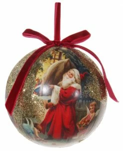 ShiShi Victorian Christmas Decoupage Ball Ornament, Christmas Blessings