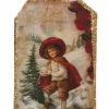 ShiShi Victorian Christmas Postcard Ornament, Child Paying In The Snow