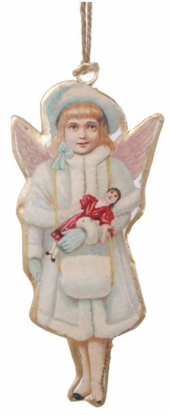 ShiShi Victorian Girl Christmas Angel Ornament, Decoupge On Metal