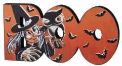 Primitives By Kathy Retro Halloween Boo Witch Table Sign New!