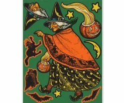 Beistle Beistle Vintage Halloween Vintage Witch Peel 'N Place Decals