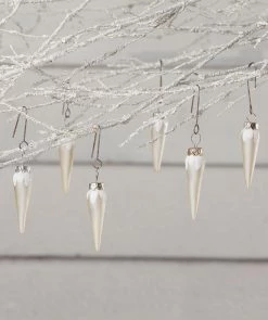 Bethany Lowe White Pearl Icicle Mini Ornaments New!