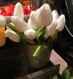 K&K Interiors New! Faux White Tulip Bunch