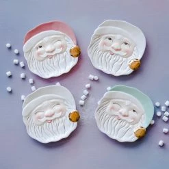 Glitterville Winking Santa Cookie Plates
