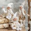 Raz Winter White Posable Elves, 16" 2 Raz Winter White Posable Elves, 16"