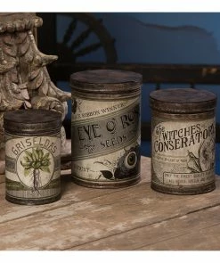 Bethany Lowe Witch’s Conservatory Tin Canisters New!