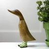 Dcuk Wooden Duck With Green Welly Boots, Medium New! 2 Dcuk Wooden Duck With Green Welly Boots, Medium New!