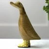 Dcuk New! Wooden Duck With Yellow Welly Boots, Medium