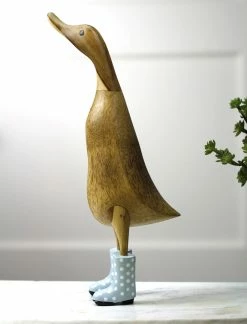 Dcuk Wooden Duck With Blue Welly Boots, Large