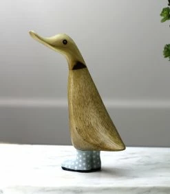 Dcuk Wooden Duck With Blue Welly Boots, Medium New!