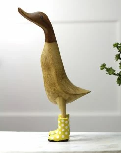 Dcuk Wooden Duck With Yellow Welly Boots, Large