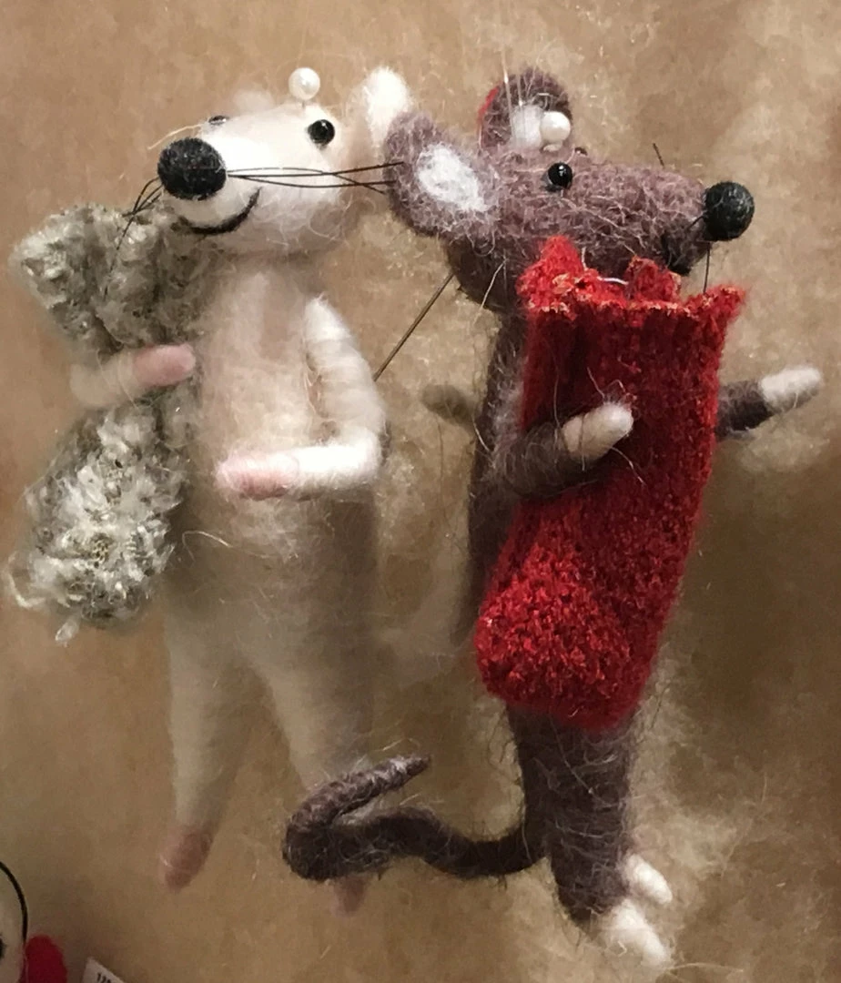 Midwest-CBK Wool Christmas Mice Ornaments 4 Midwest-CBK Wool Christmas Mice Ornaments