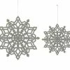 Creative Co-Op Large Silver Glass Glitter Snowflakes 2 Creative Co-Op Large Silver Glass Glitter Snowflakes